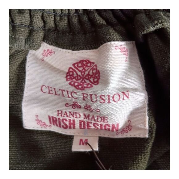 Celtic Fusion Dress M Womens Green Hi-Low Shift Short Sleeve Round Neck Cotton - Picture 3 of 6